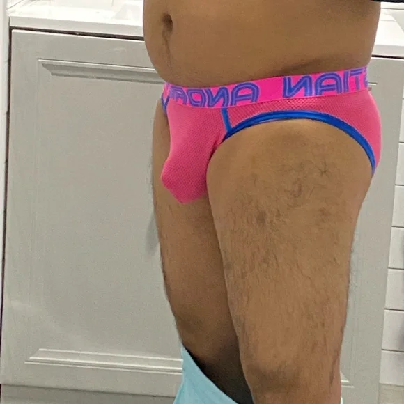 Andrew Christian Vibrant Pink and Blue Briefs underwear - Picture 2 of 6
